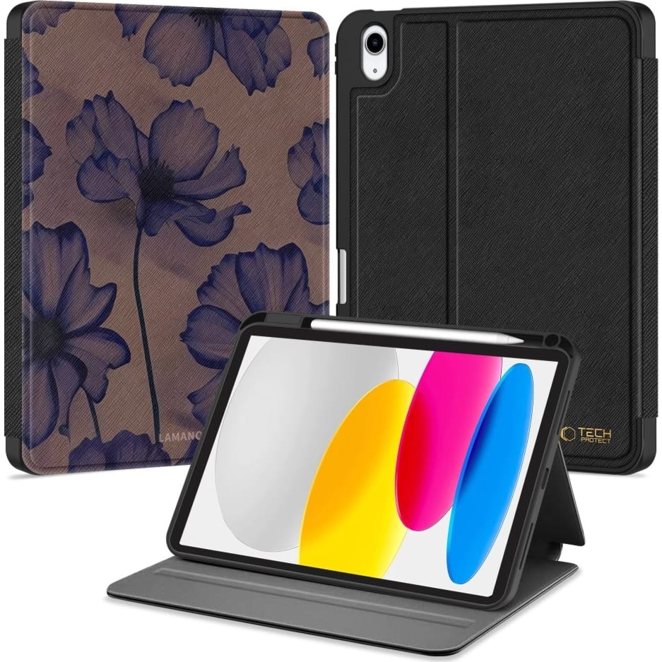 Etui z klapką Tech-Protect Lamano do iPad 11 2025 / 10.9 2022, wzorzyste brązowe
