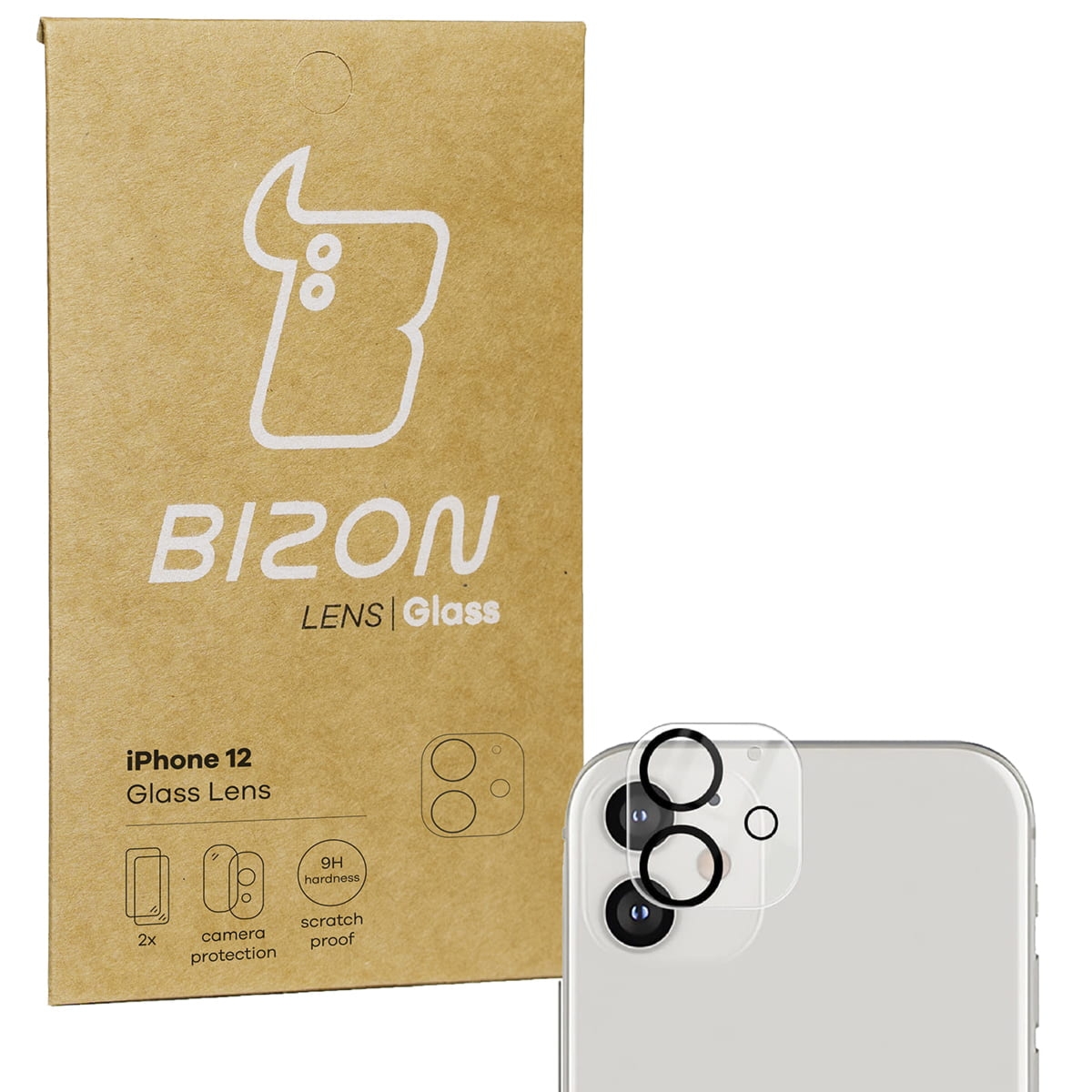 Szkło na aparat Bizon Glass Silk Lens dla iPhone 12, 2 sztuki