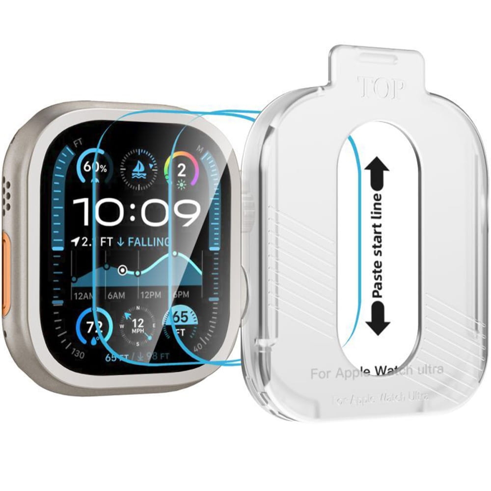 Szkło hartowane Tech-Protect Easy Set+ do Apple Watch Ultra 3 / 2 / 1 (49 mm), z ramką aplikacyjną, 2 sztuki