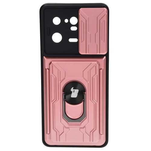 Image of Etui Bizon Case Camshield Card Slot Ring do Xiaomi 13 Pro, jasnoróżowe