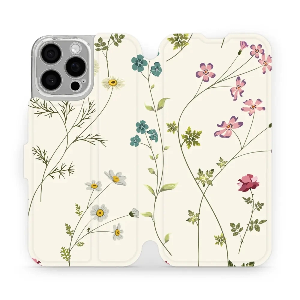 Etui z klapką do iPhone 16 Pro Max, Mobiwear Book, polne kwiaty