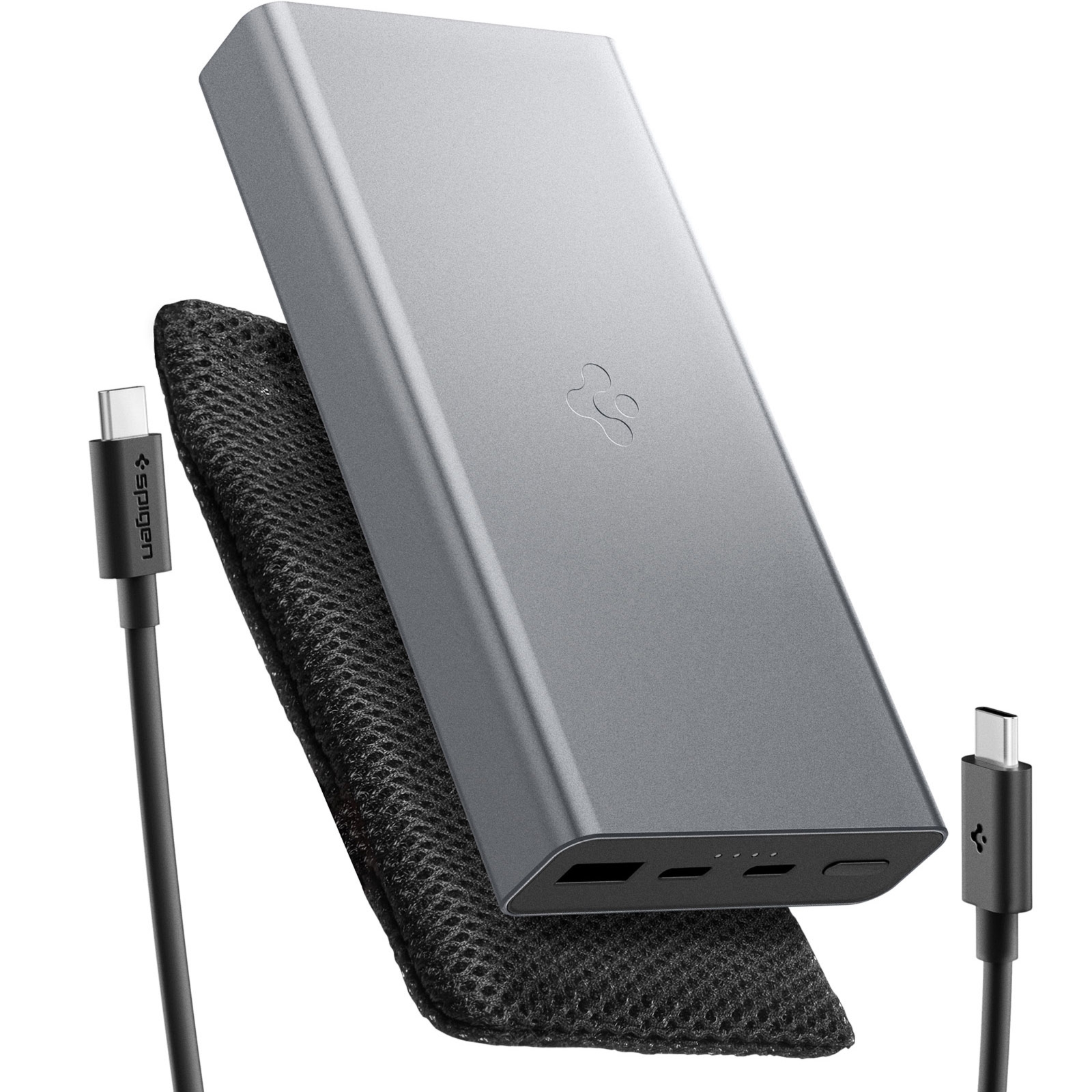 Powerbank Spigen Essential Alloy Portable Charger EA3020, 20000mAh USB-C 30W PD PPS, USB-A, szary