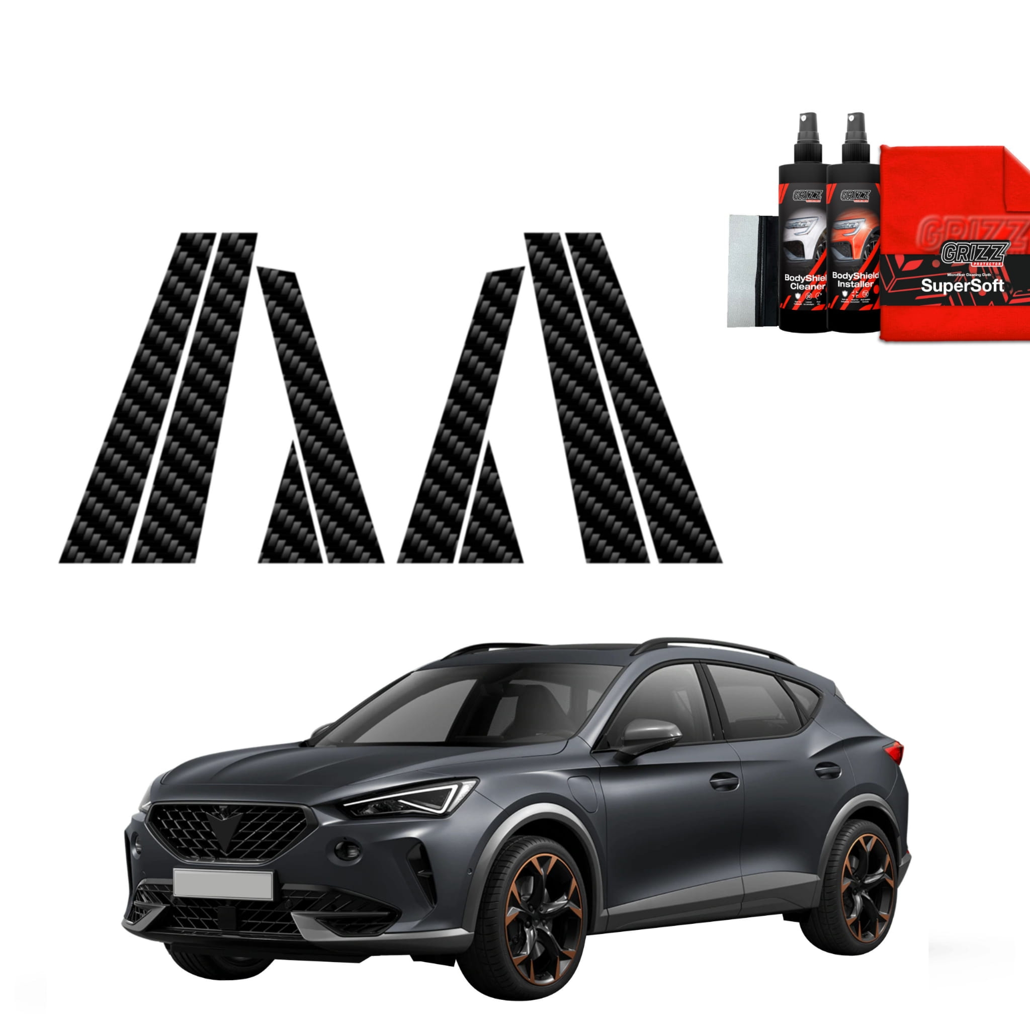 8w1 Folia karbonowa Grizz Protector na słupki do Cupra Formentor (2020-2024)