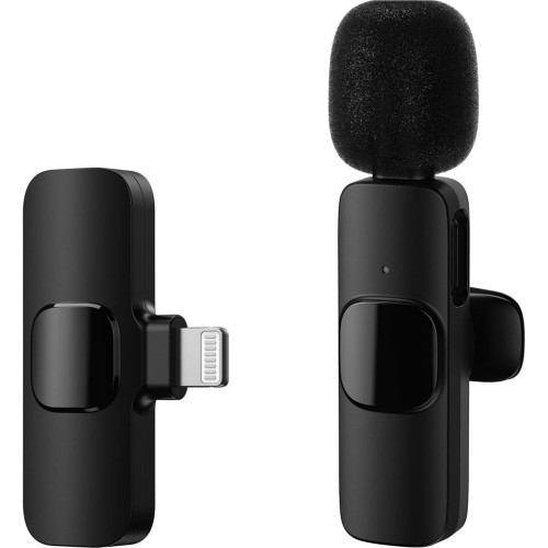 Image of Bezprzewodowy mikrofon Apexel Wireless Lavalier One to One do iPhone, czarny