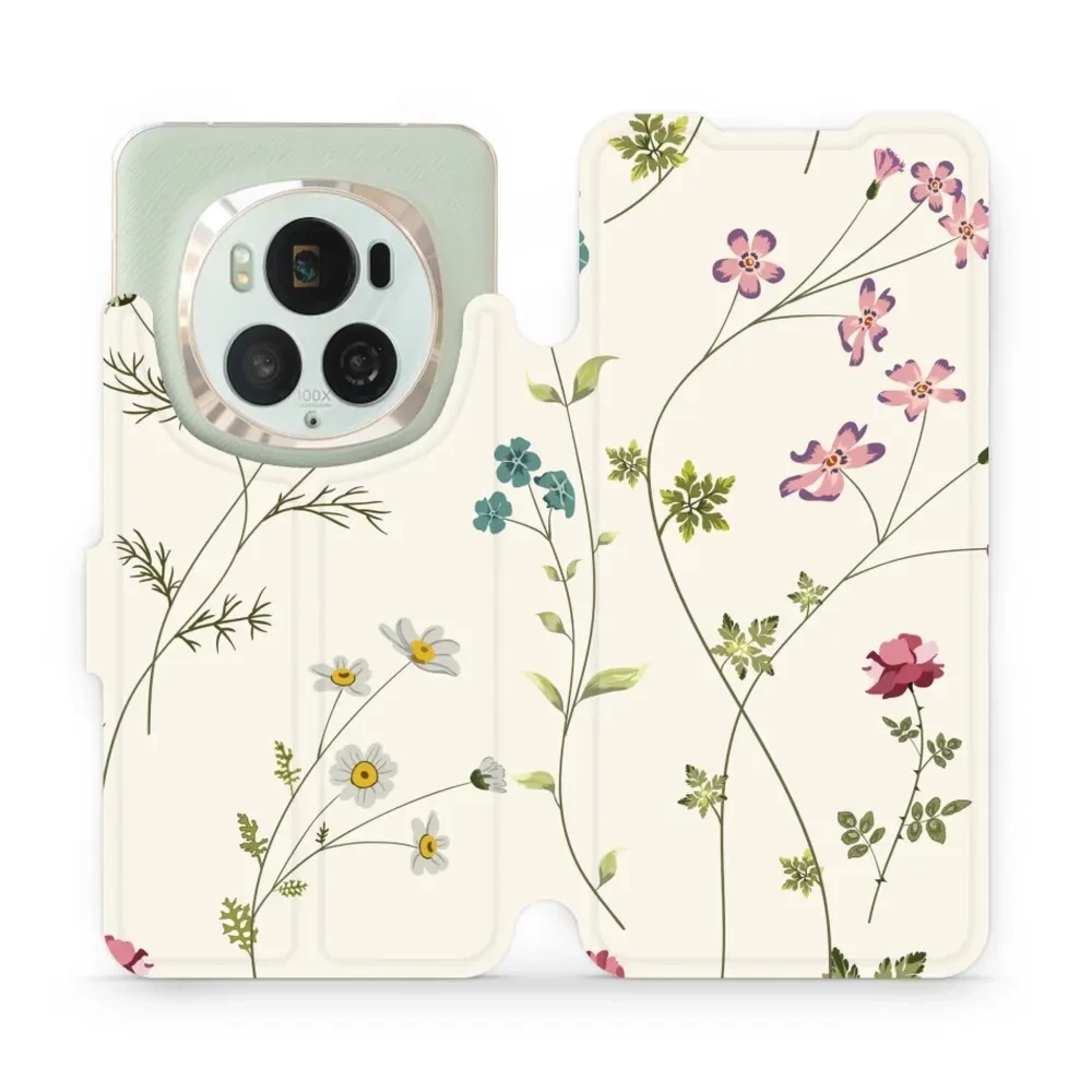 Etui z klapką do Honor Magic6 Pro, Mobiwear Book, polne kwiaty