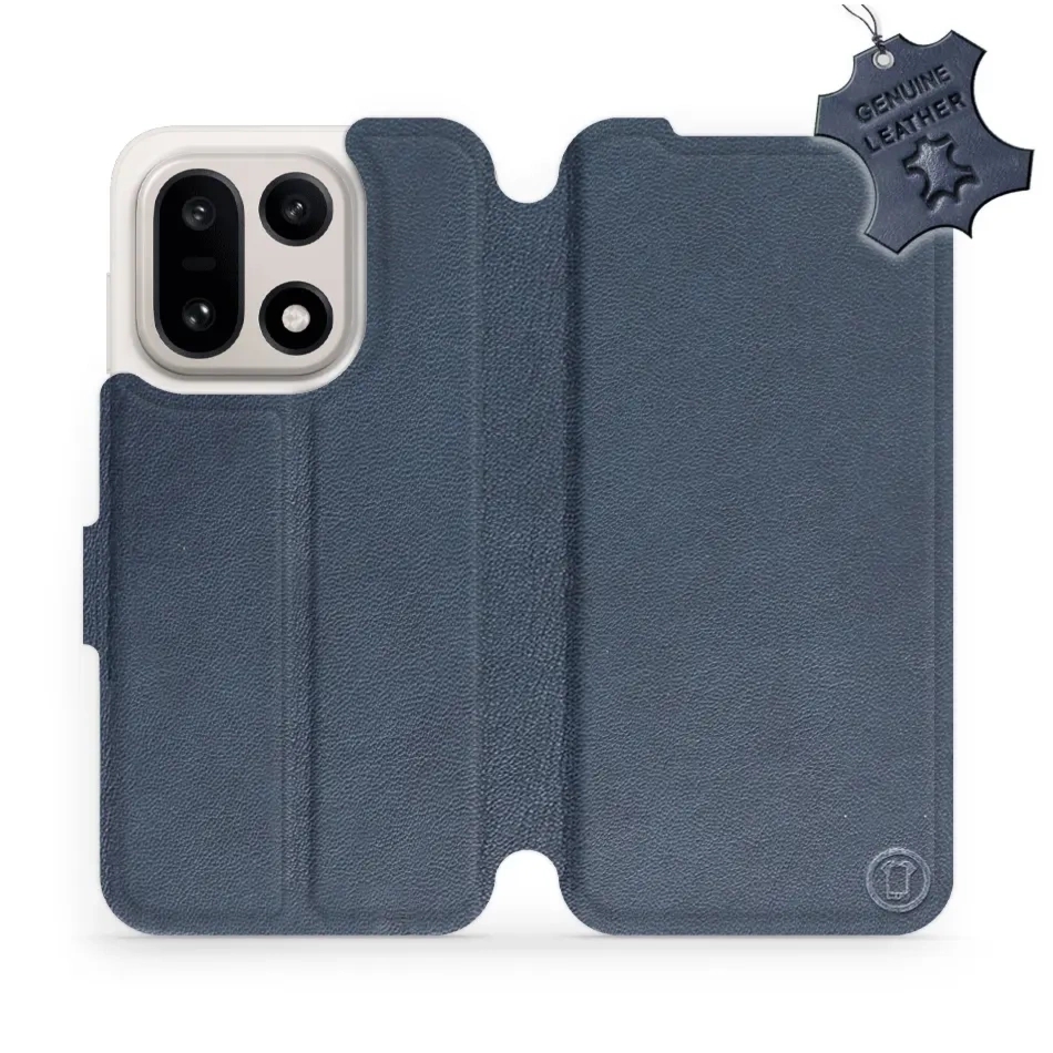 Etui z naturalnej skóry do OnePlus 15, Mobiwear Leather, granatowe