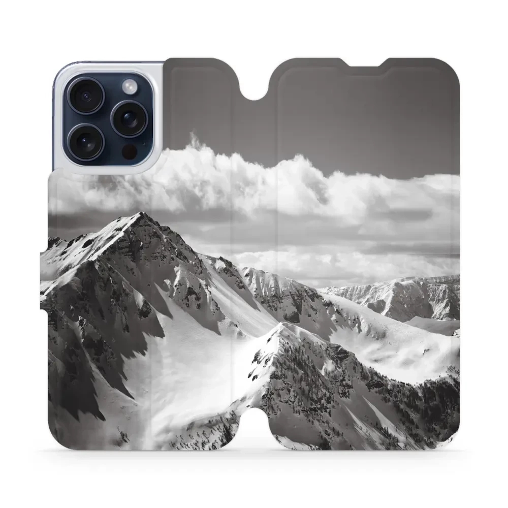 Etui z klapką do iPhone 15 Pro Max, Mobiwear Book, górski szczyt