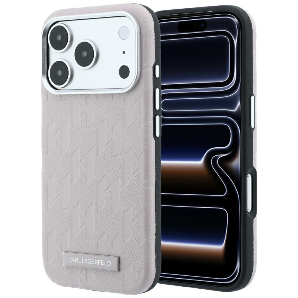 OUTLET: Etui Karl Lagerfeld Grained Mono Resin Logo do iPhone 18 Pro / 17 Pro do MagSafe, różowe