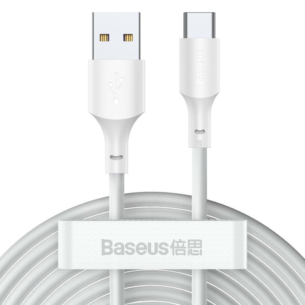 OUTLET: Kabel Baseus Simple Wisdom 2-Pack USB-A do USB-C 5A QC3.0 40W 1.5m, biały