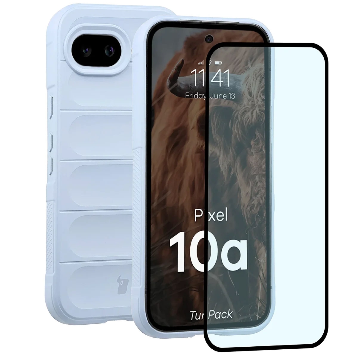Pancerne etui + szkło hartowane Bizon Tur Pack do Google Pixel 10a, jasnoniebieskie