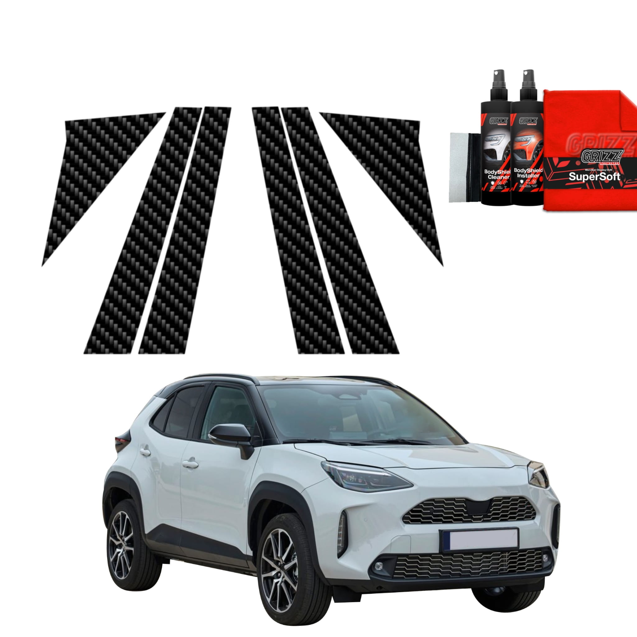 6w1 Folia karbonowa Grizz Protector na słupki do Toyota Yaris Cross (2021-2026)