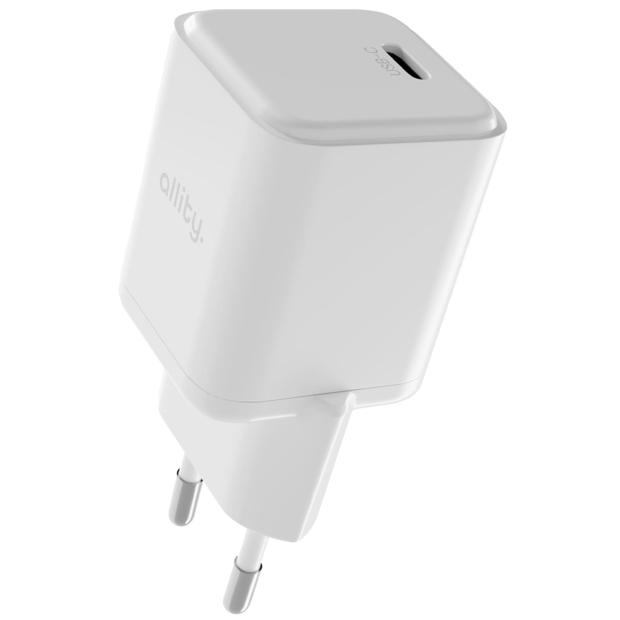 Ładowarka sieciowa GaN USB-C PD, QC, 20W, Allity ATC-01-20WC, biała