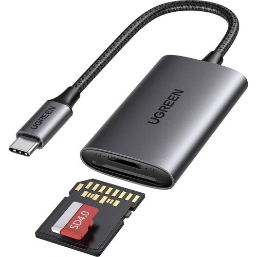 Image of OUTLET: Adapter, czytnik kart SD / microSD na USB-C, Ugreen CM401, szary