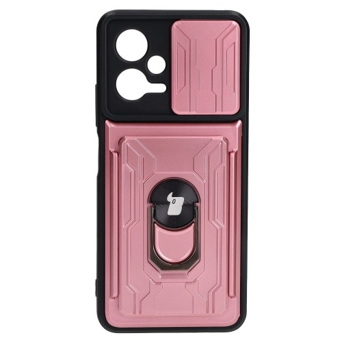 Image of Etui Bizon Case Camshield Card Slot Ring do Xiaomi POCO X5, jasnoróżowe