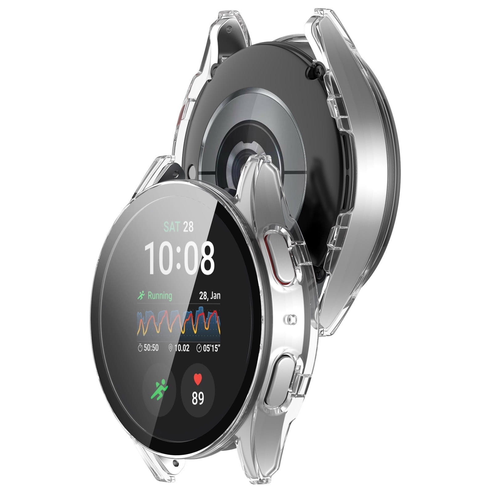 Image of Etui ze szkłem do zegarka Bizon Case+Glass Watch do Galaxy Watch 7 44 mm, przezroczyste