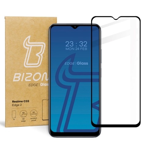 Image of Szkło hartowane Bizon Glass Edge 2 do Realme C33, czarne