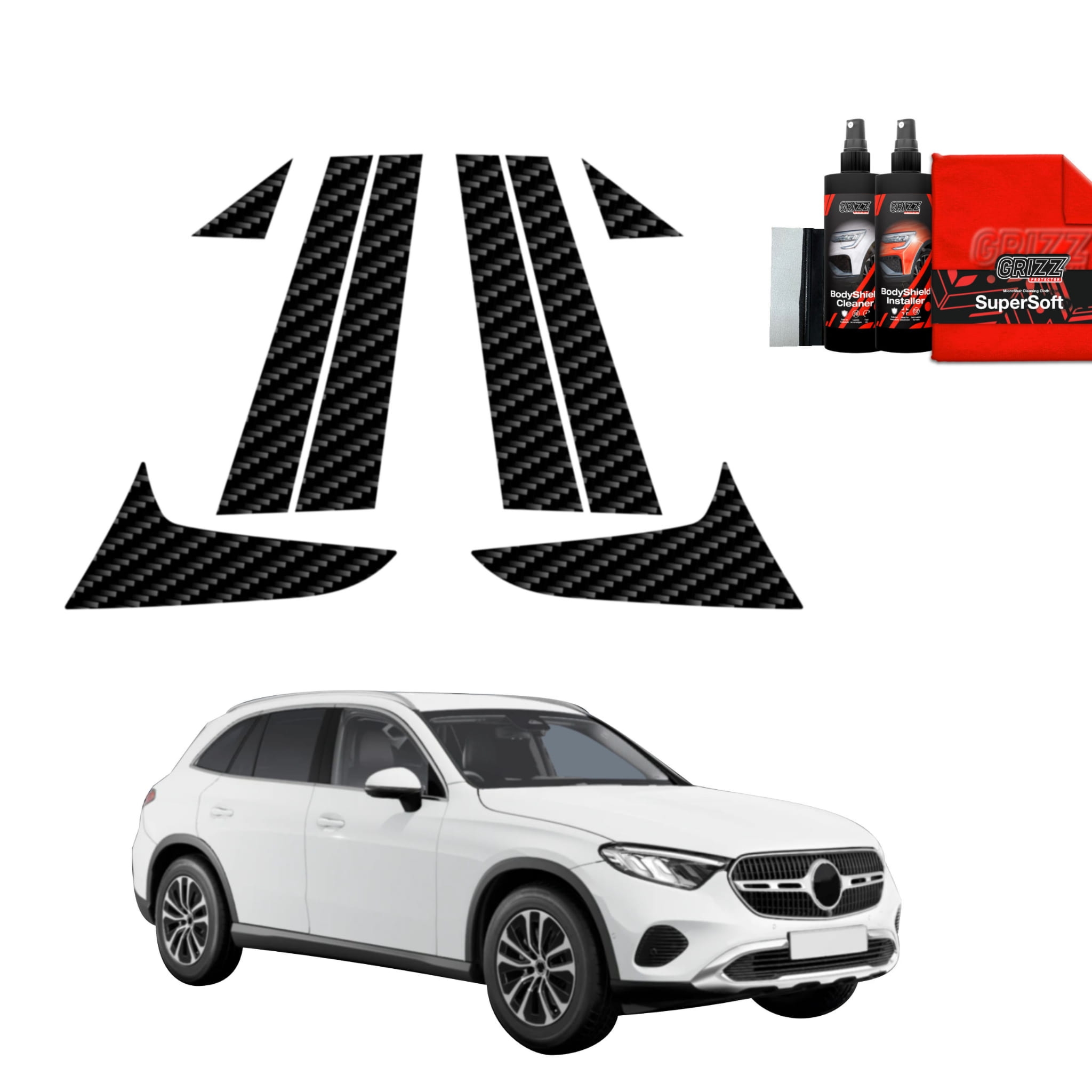 8w1 Folia karbonowa Grizz Protector na słupki do Mercedes GLC Wagon (2025-2026)