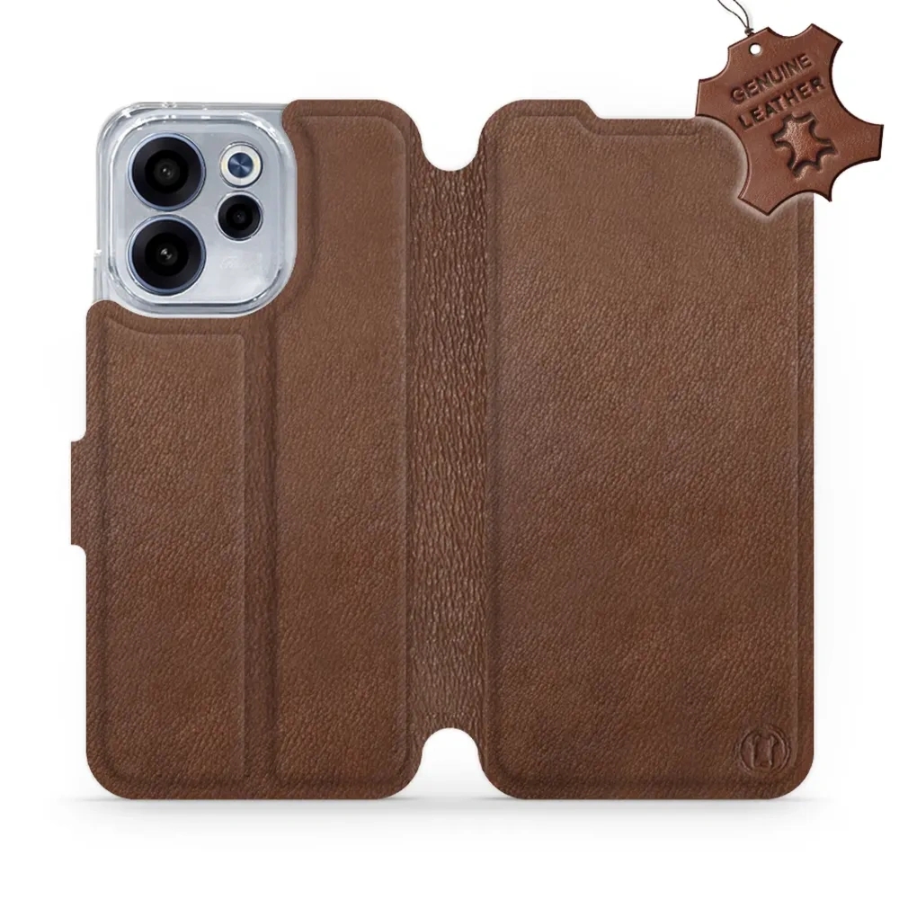 Etui z naturalnej skóry do Oppo Reno 15 F, Mobiwear Leather, brązowe