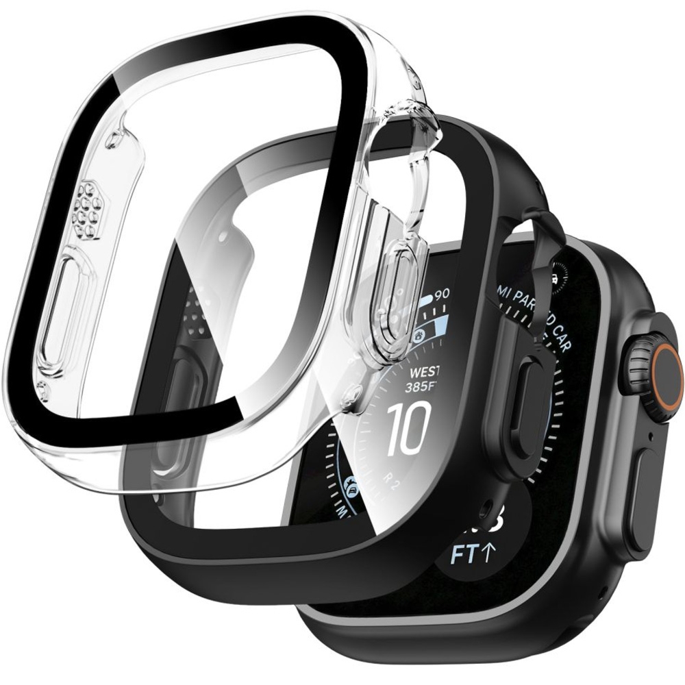 Etui + szkło Tech-Protect Defense do Apple Watch Ultra 4 49mm / 3 49mm / 2 49mm / 1 49mm, 2 sztuki, czarne, przezroczyste