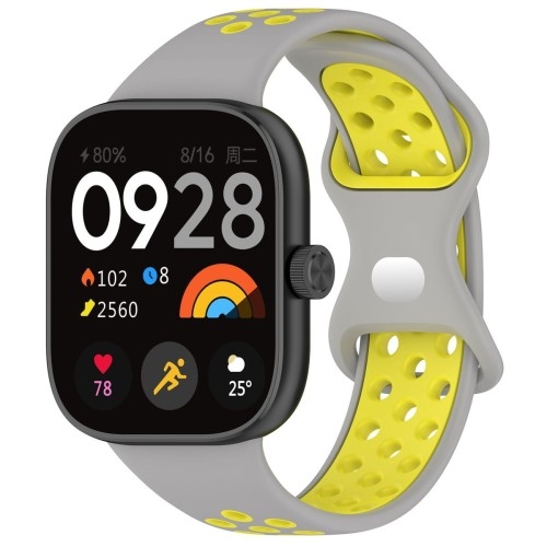 Image of Pasek Bizon Strap Watch Octo do Xiaomi Redmi Watch 4/Xiaomi Band 8 Pro, jasnoszaro-żółty