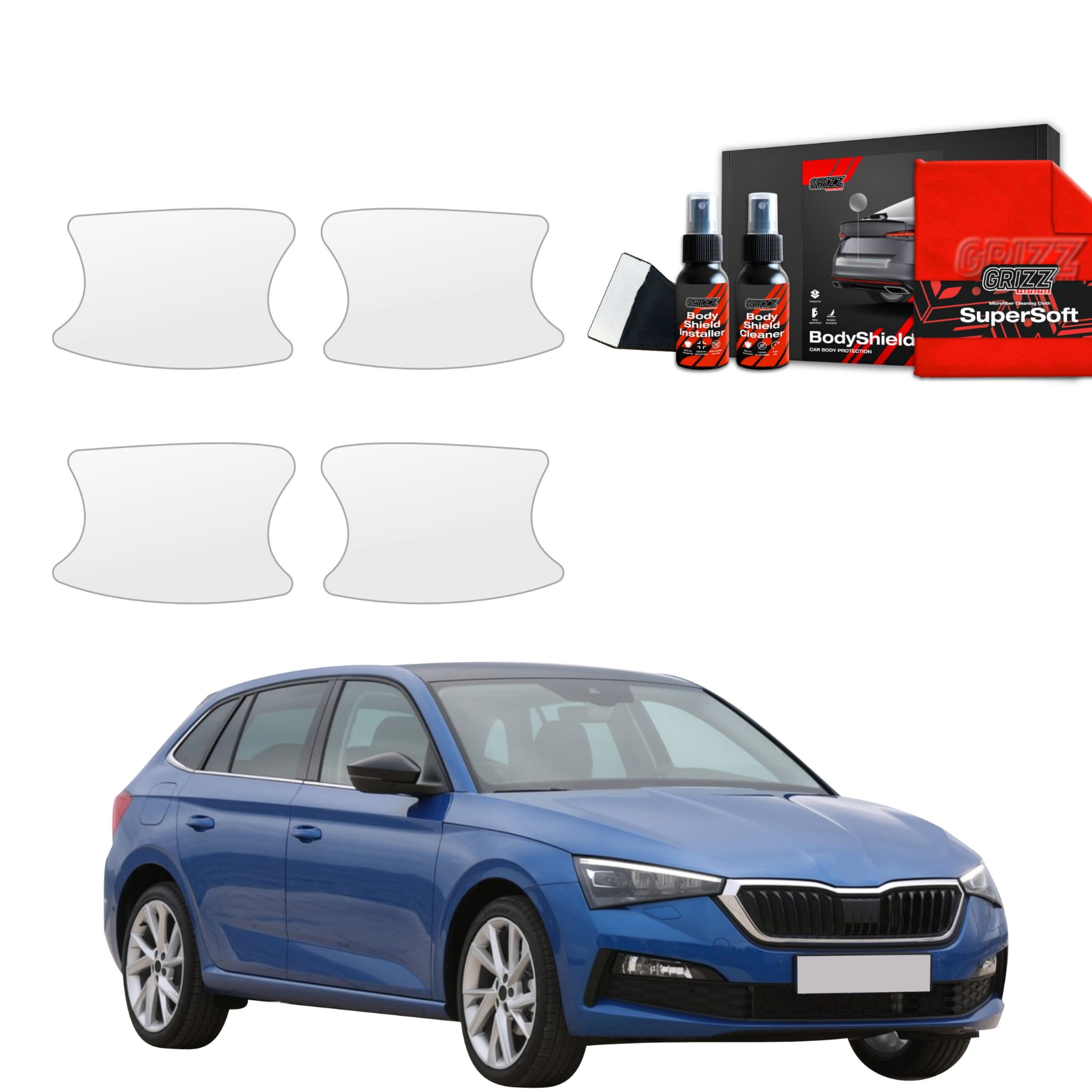 4w1 Folia ochronna pod klamki Grizz Protector do Skoda Scala (2019-2023)