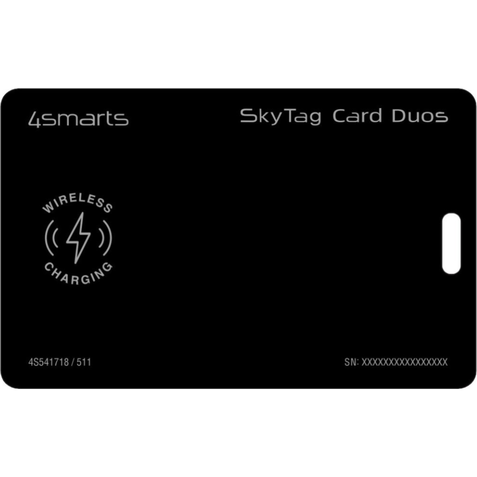 Lokalizator 4smarts SkyTag Card Duos ReCharge do Apple Find My / Android Find Hub, czarny