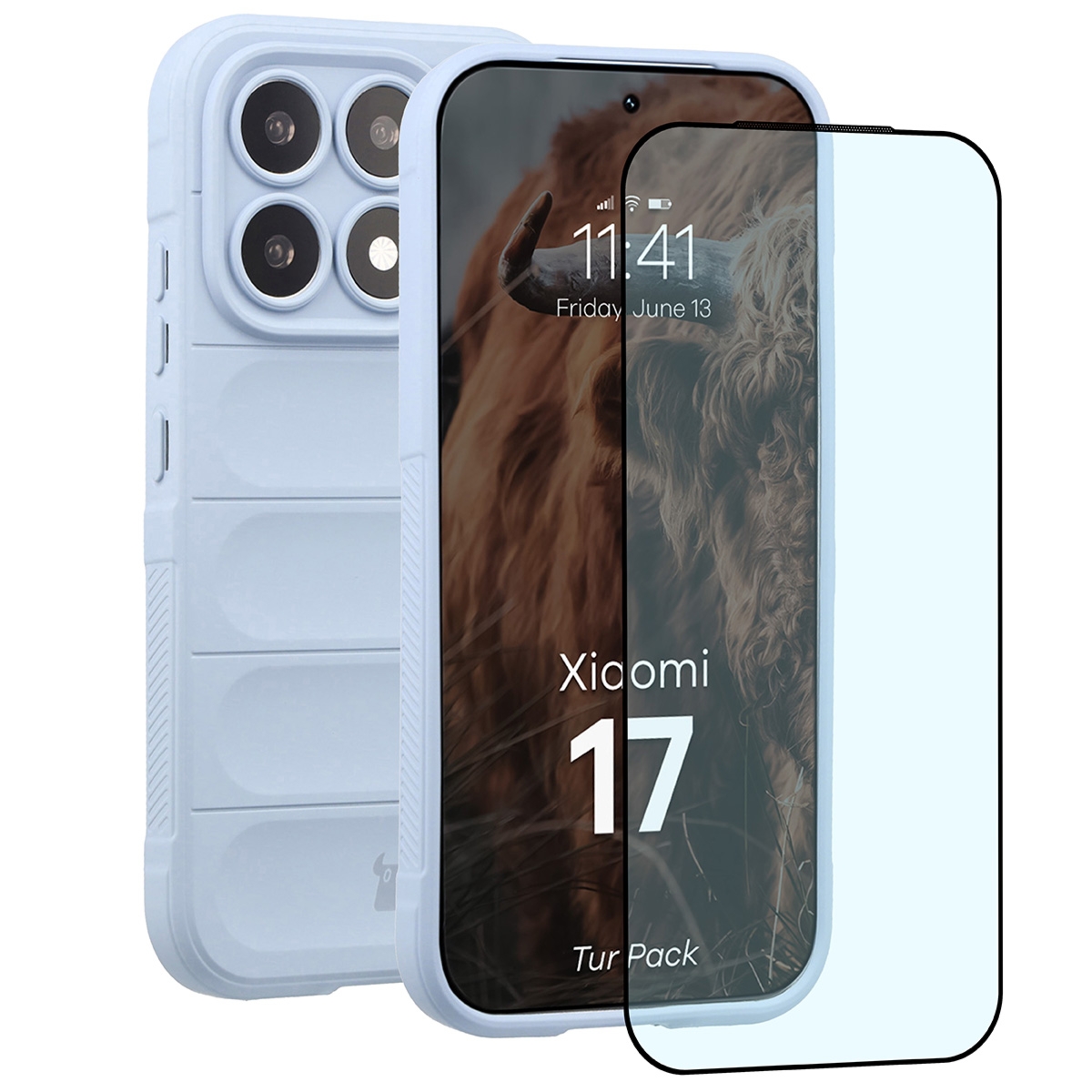 Pancerne etui + szkło hartowane Bizon Tur Pack do Xiaomi 17, jasnoniebieskie