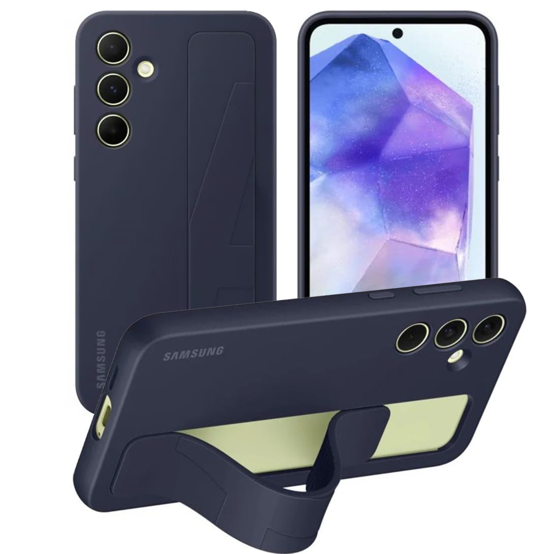 OUTLET: Etui Samsung Silicone Standing Grip Case do Galaxy A55, granatowe