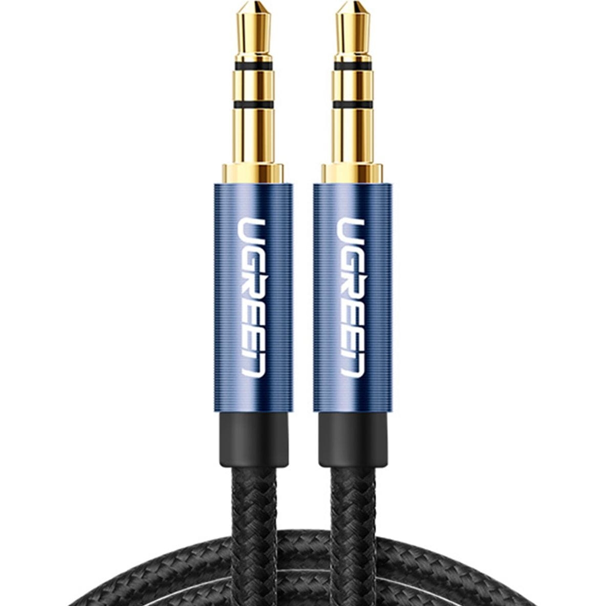 Image of Kabel Ugreen AV112 AUX 3,5 mm mini jack (2x męski) 3 m, czarny z niebieskimi wtyczkami