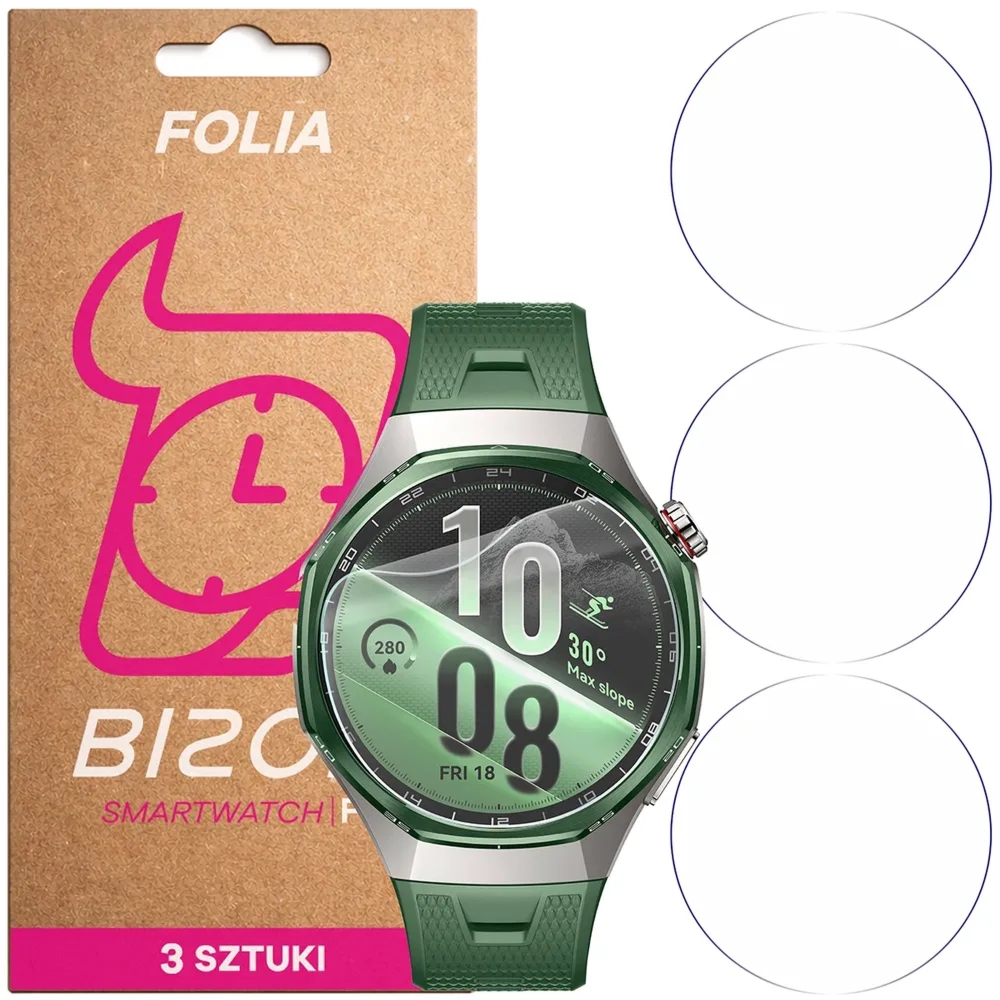 Folia ochronna na ekran zegarka Bizon Watch Film HydroFlex do Huawei Watch GT 7 Pro 46 mm, 3 sztuki