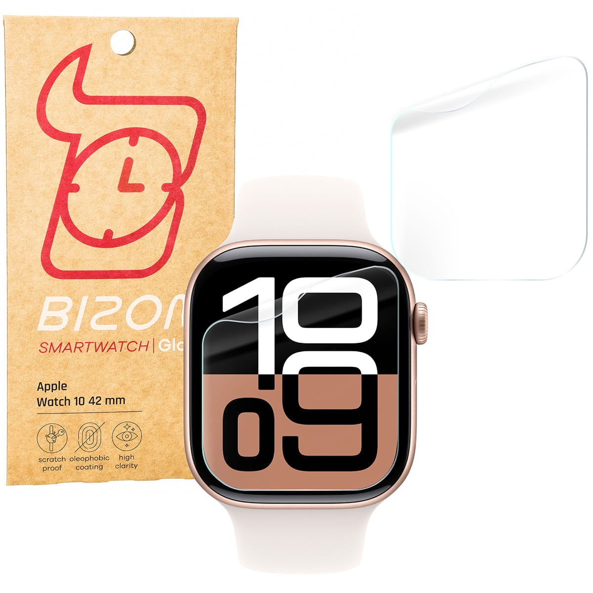 Image of Folia hydrożelowa na ekran Bizon Glass Watch Hydrogel do Apple Watch 10 42mm, 2 sztuki