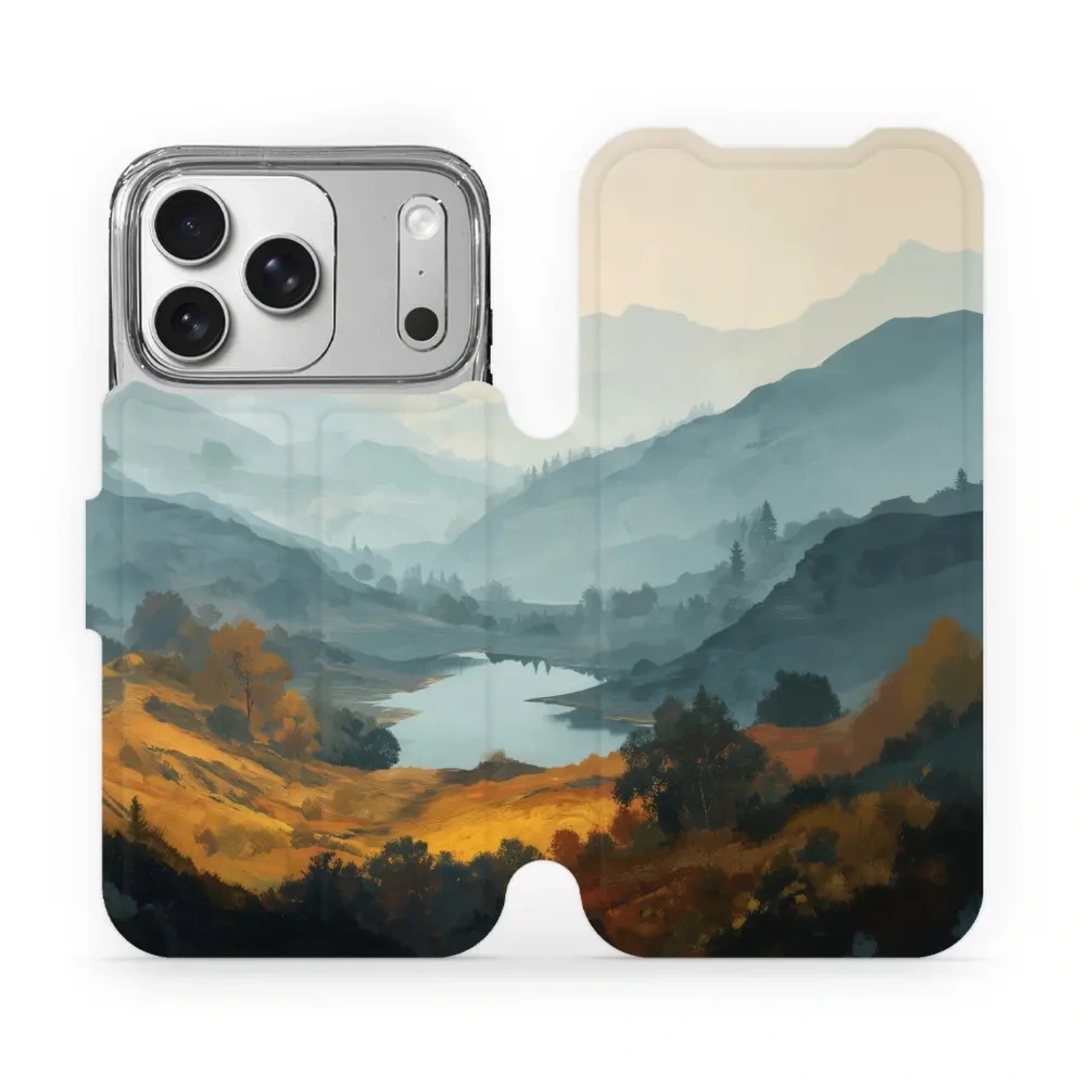 Etui z klapką do iPhone 17 Pro, Mobiwear Book, jezioro w dolinie