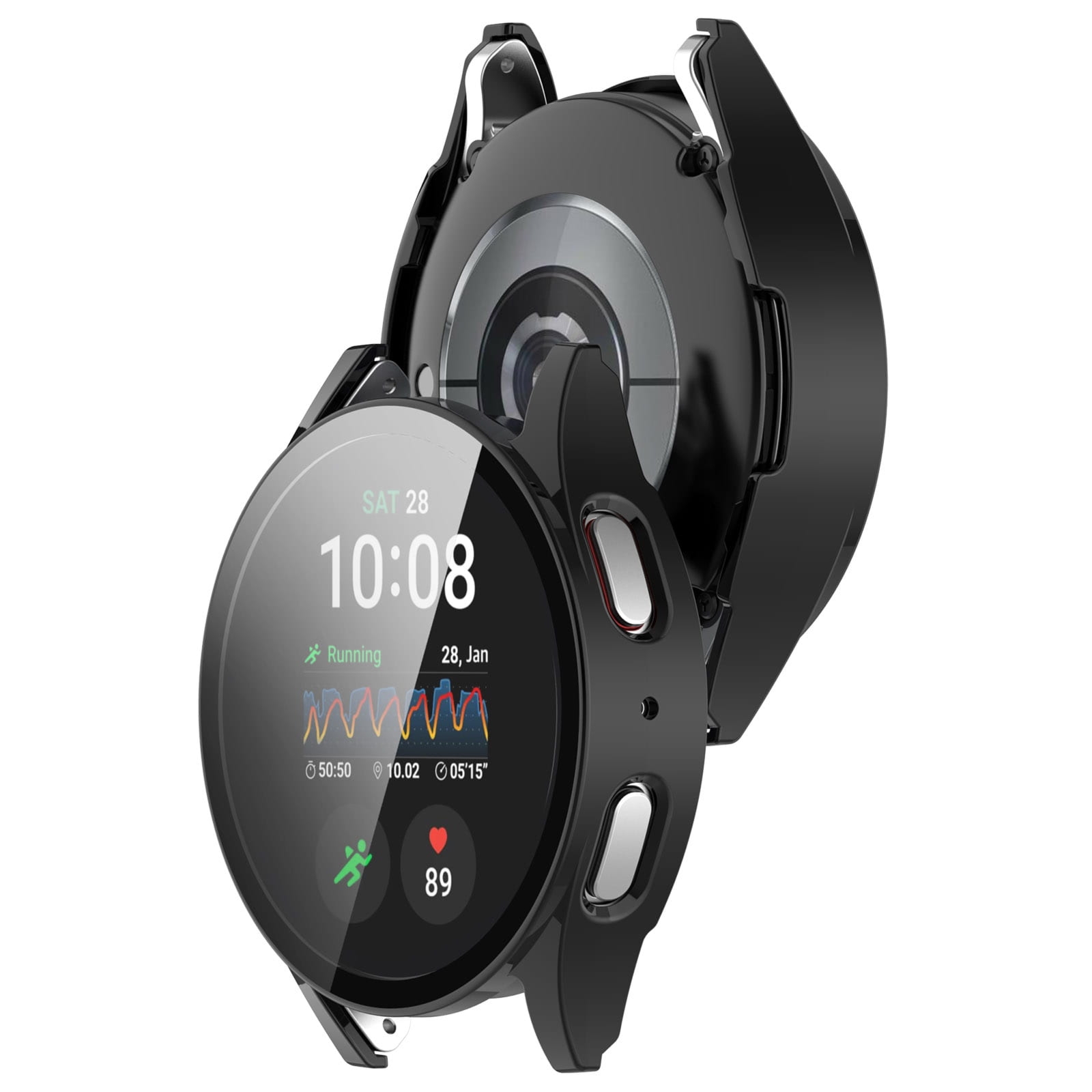 Etui ze szkłem do zegarka Bizon Case Watch Adamo do Galaxy Watch 7 40 mm, czarne