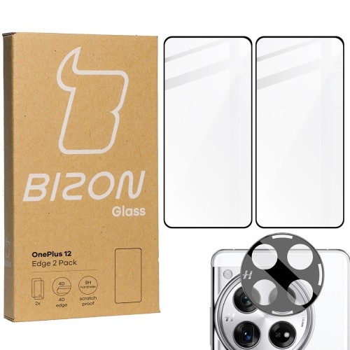 Image of 2x Szkło + szybka na aparat BIZON Edge 3D do OnePlus 12