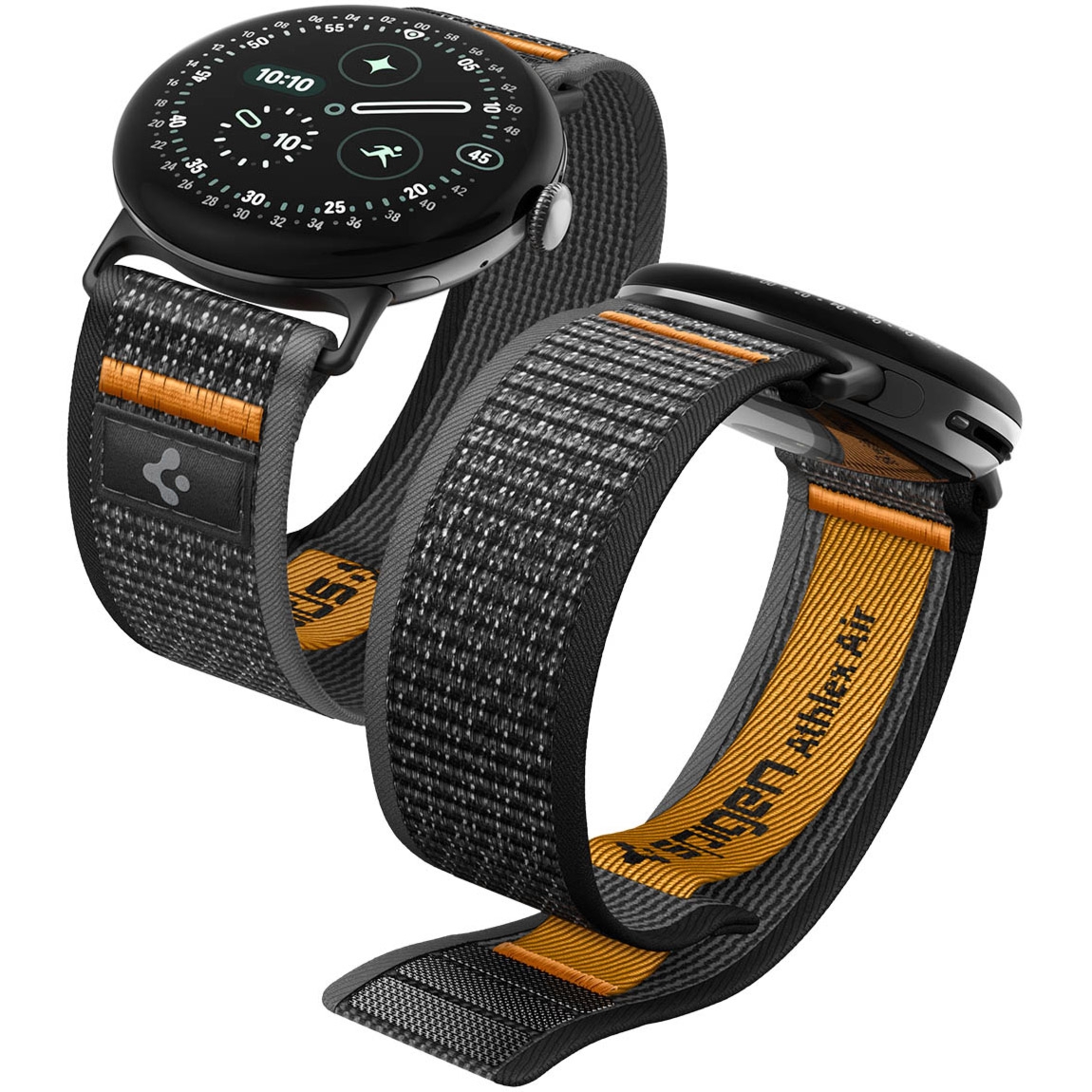 Pasek Spigen Athlex Air do Google Pixel Watch 5 (41mm) / 4 (41mm) / 3 (41mm) / 2 (41 mm), czarno-pomarańczowe