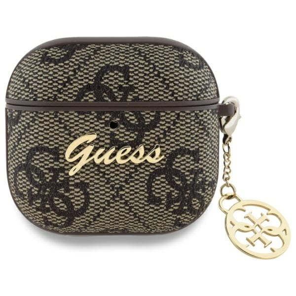 Etui Guess 4G Strass Charm Case AirPods 4, brązowe