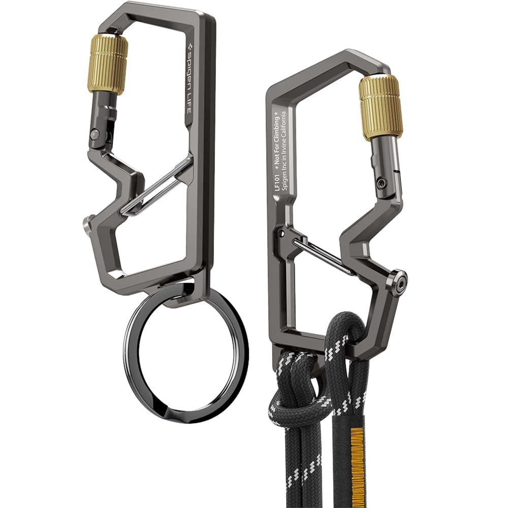 Karabińczyk, smyczka i kółko do kluczy Spigen Carabiner LF101, srebrne