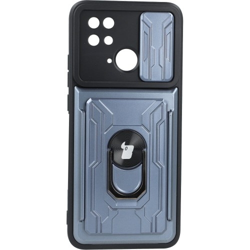 Image of Etui Bizon Case Camshield Card Slot Ring do Xiaomi Redmi 10C, szare