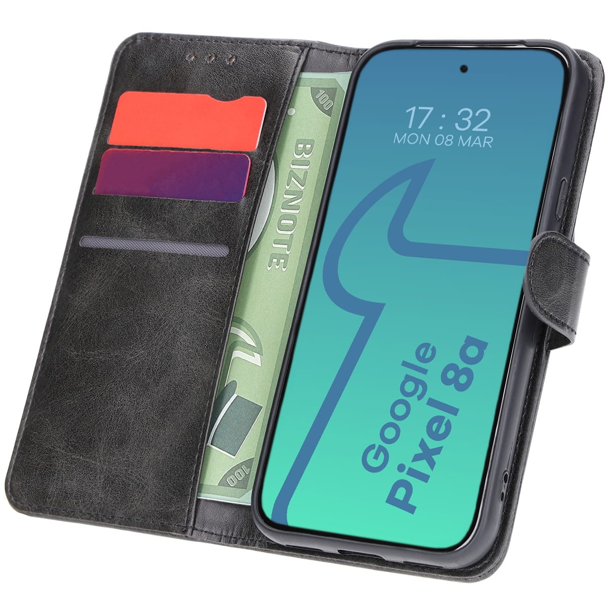 Image of Etui z klapką Bizon Case Pocket do Google Pixel 8a, czarne