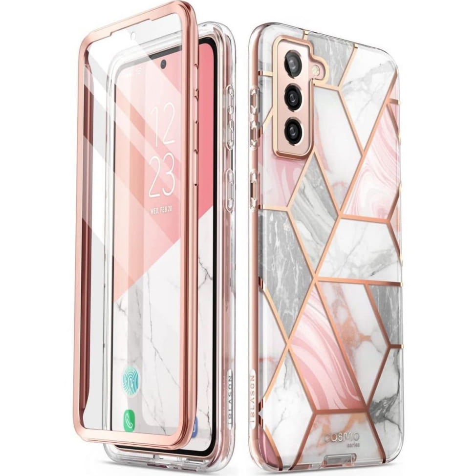 OUTLET: Etui pancerne Supcase i-Blason Cosmo SP Galaxy S22 5G, marmurowe różowe