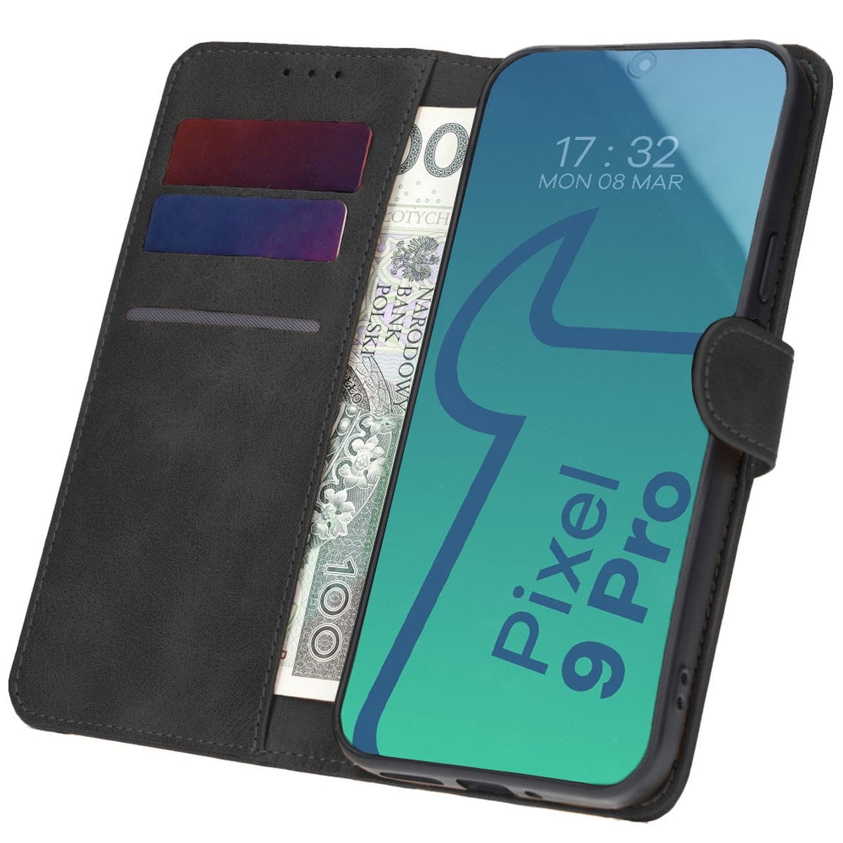 Image of Etui z klapką Bizon Case Pocket do Google Pixel 9 Pro XL, czarne