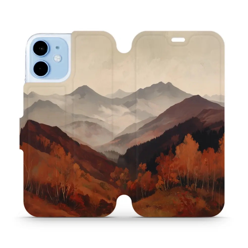 Etui z klapką do iPhone 12 mini, Mobiwear Book, mglista dolina w górach
