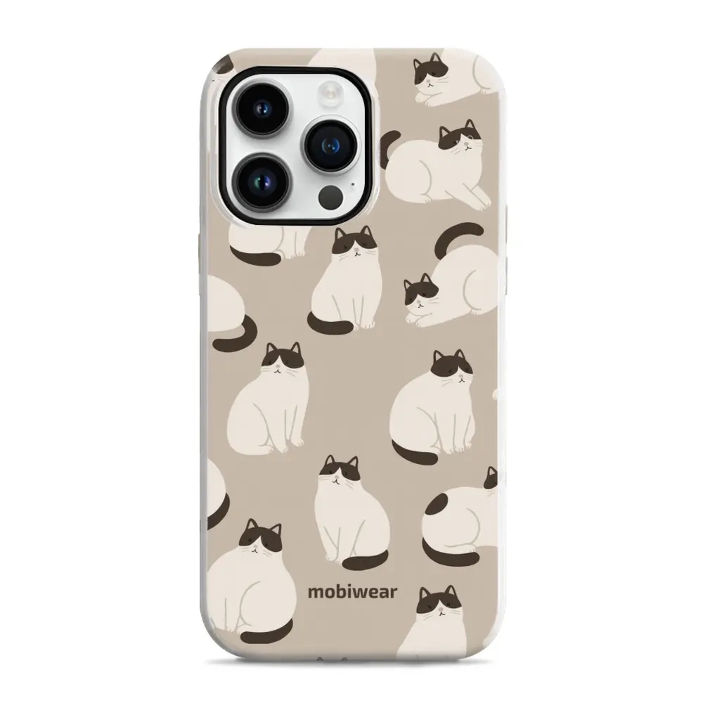 Etui ochronne do iPhone 14 Pro Max, Mobiwear Elite Pro, kawa miau