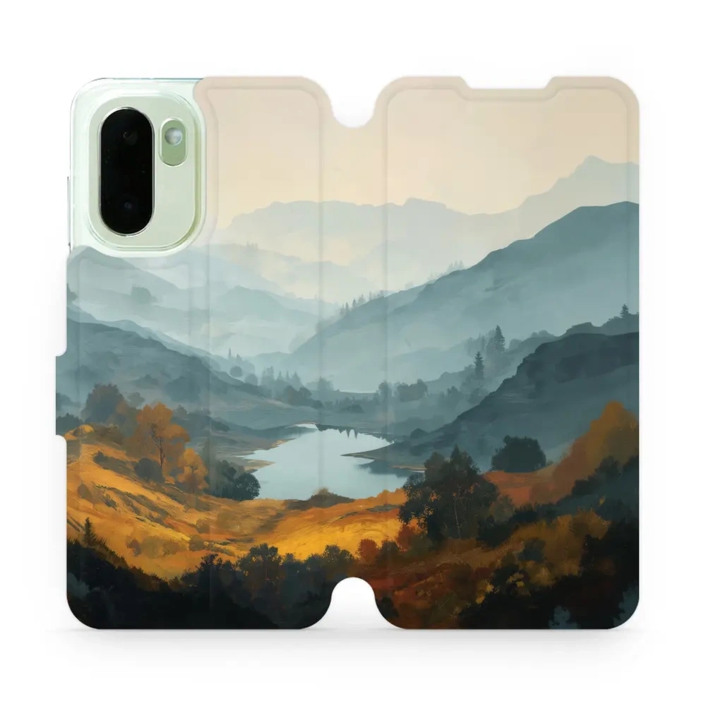 Etui z klapką do OnePlus 15R, Mobiwear Book, jezioro w dolinie