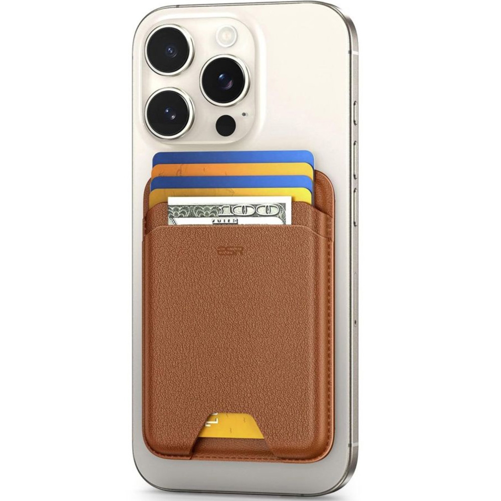 Portfel na karty z blokadą RFID ESR Magnetic Wallet do MagSafe, brązowy