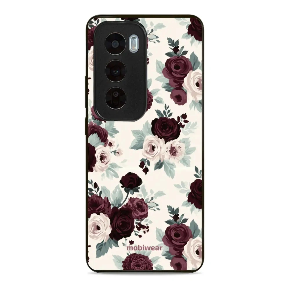 Etui ochronne do OPPO Reno12 Pro, Mobiwear Glossy Case, róże z szałwią na kremie