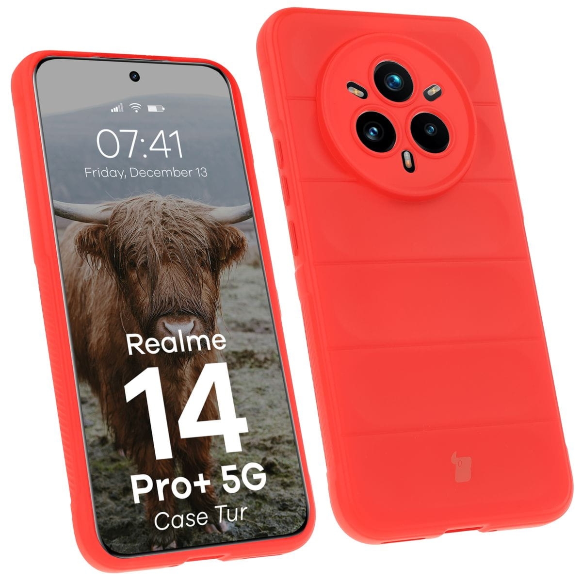 Pancerne etui Bizon Case Tur do Realme 14 Pro Plus 5G, czerwone