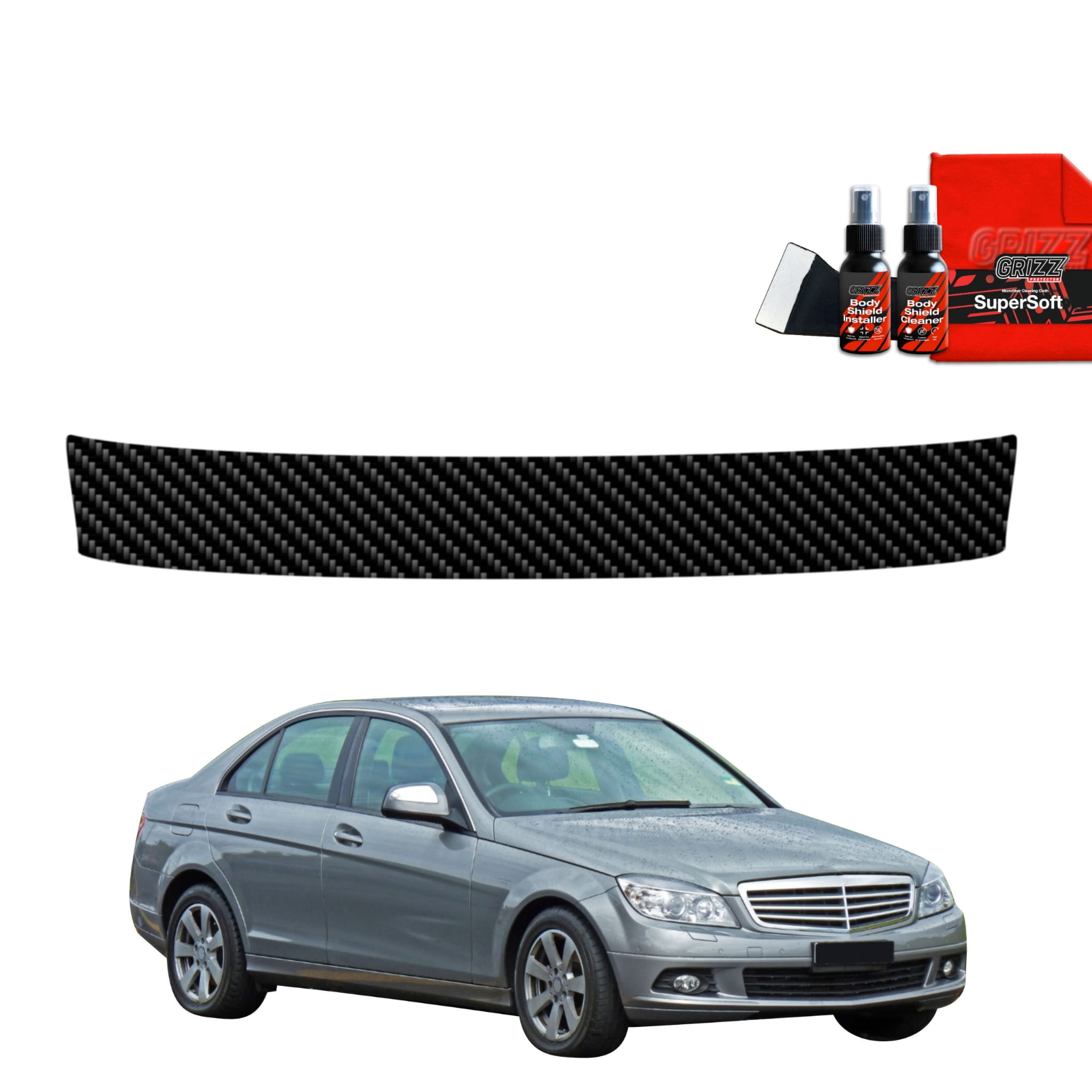 Folia karbonowa Grizz Protector na próg bagażnika do Mercedes Benz C Klasa W204 Sedan (2007-2011)