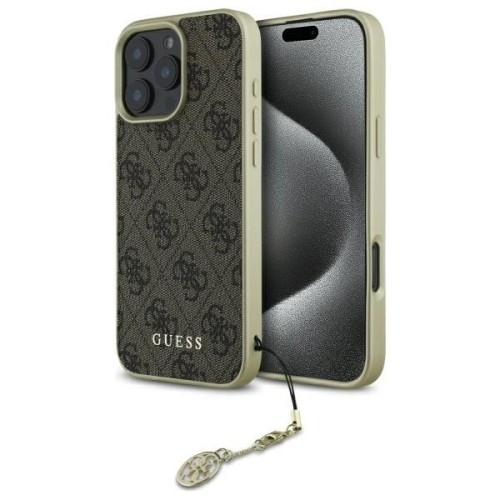 Image of Etui Guess 4G Charms Collection do iPhone 16 Pro, brązowe