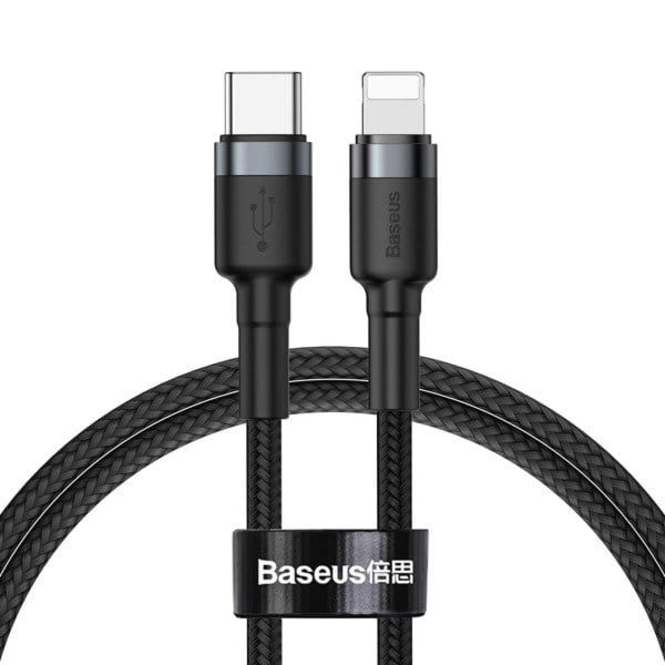 OUTLET: Kabel Baseus Cafule 18W QC3.0 USB-C do Lightning 1m, czarno-szary